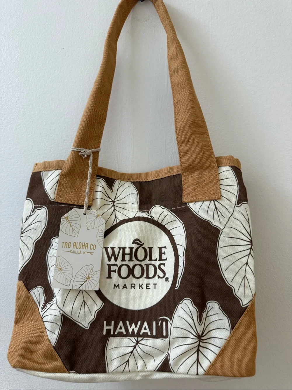 Whole Foods Hawaii Brown Canvas Mini Tote Bag